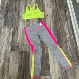 Girls neon leggings and sports bra set